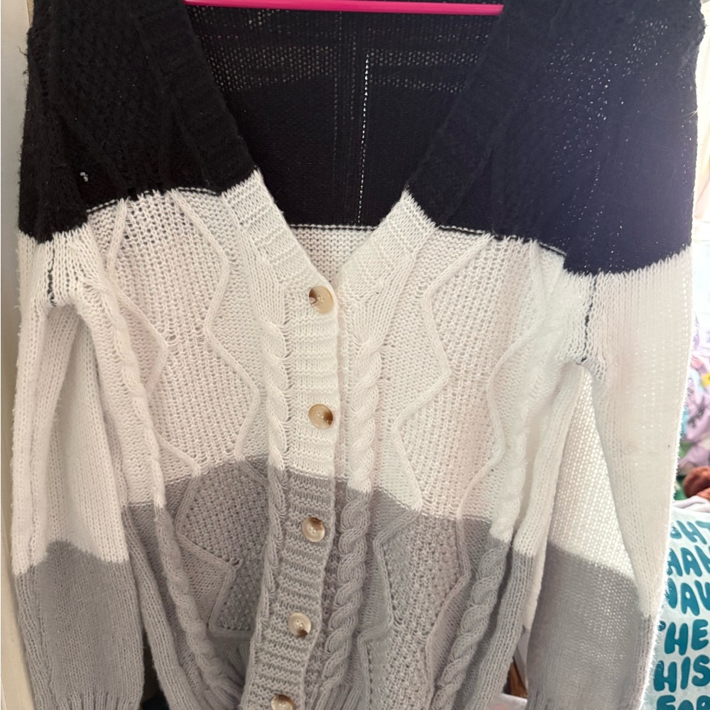 Colorblock Knit Cardigan Sweater